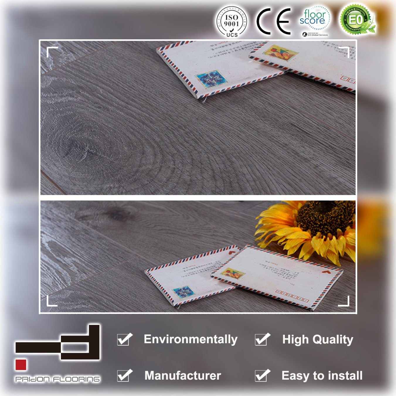 12mm Gery Oak Eir Sparking V-Bevelled American Style Water Proof Laminate Flooring