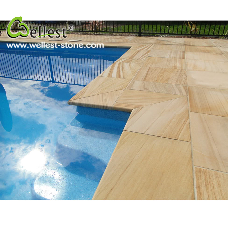 Honed Finished Bullnose Edge Beige Sandstone Pool Coping