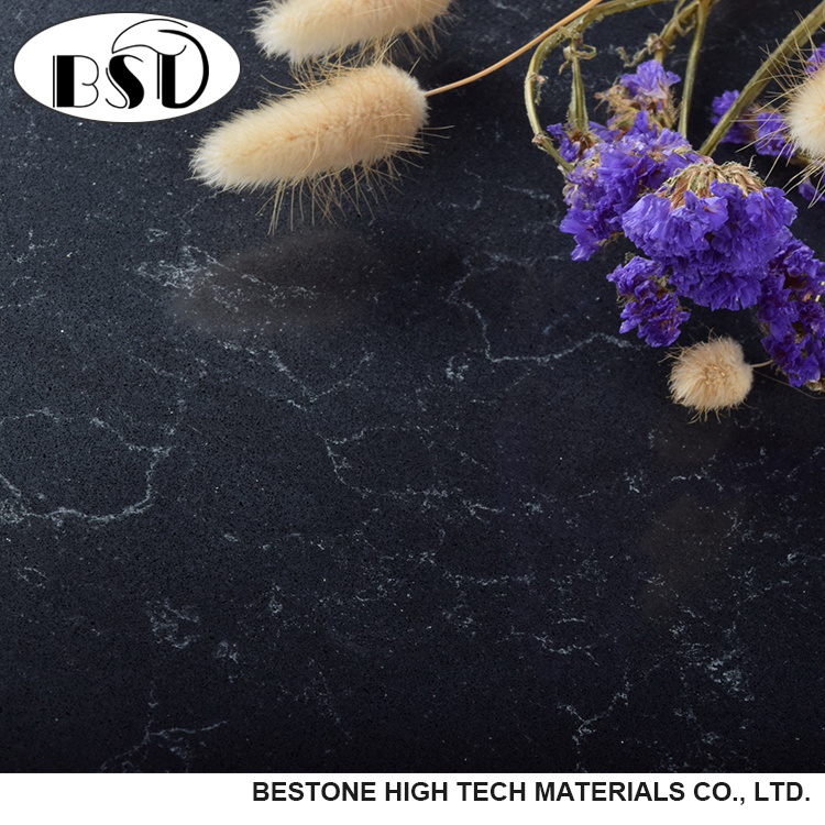 Polished Black Wall Cladding Artificial Marble Quartz Stone