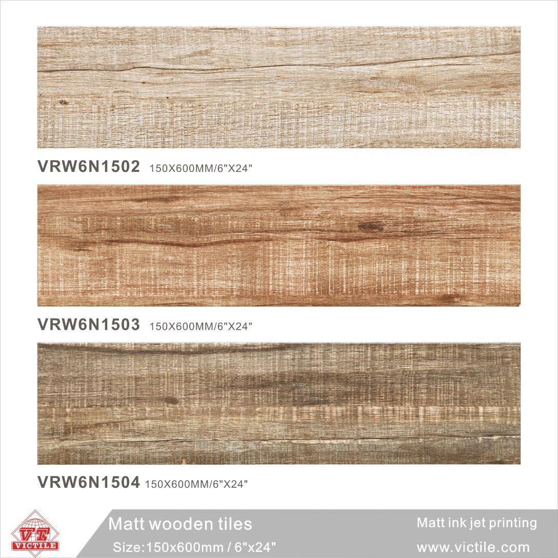 Building Material Wood Ceramic Floor Tiles for Decoration (VRW6N1501, 150X600mm/6''x32'')