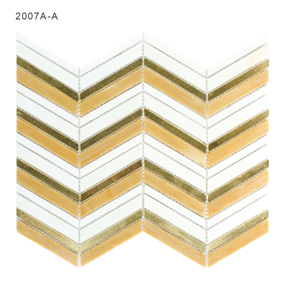 China Gold Color Glass Mosaic Tile for Shower Backsplash Decorative