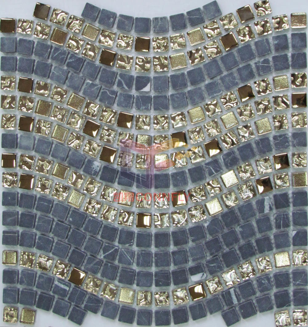 Titanium Gold Glass Mix Matt Stone Mosaic (CS162)