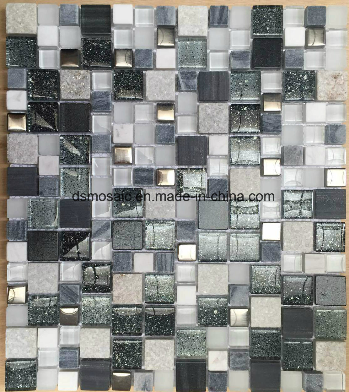 Modern Style Brown Glass and Marble Mosaic Tile for Wall Decoration