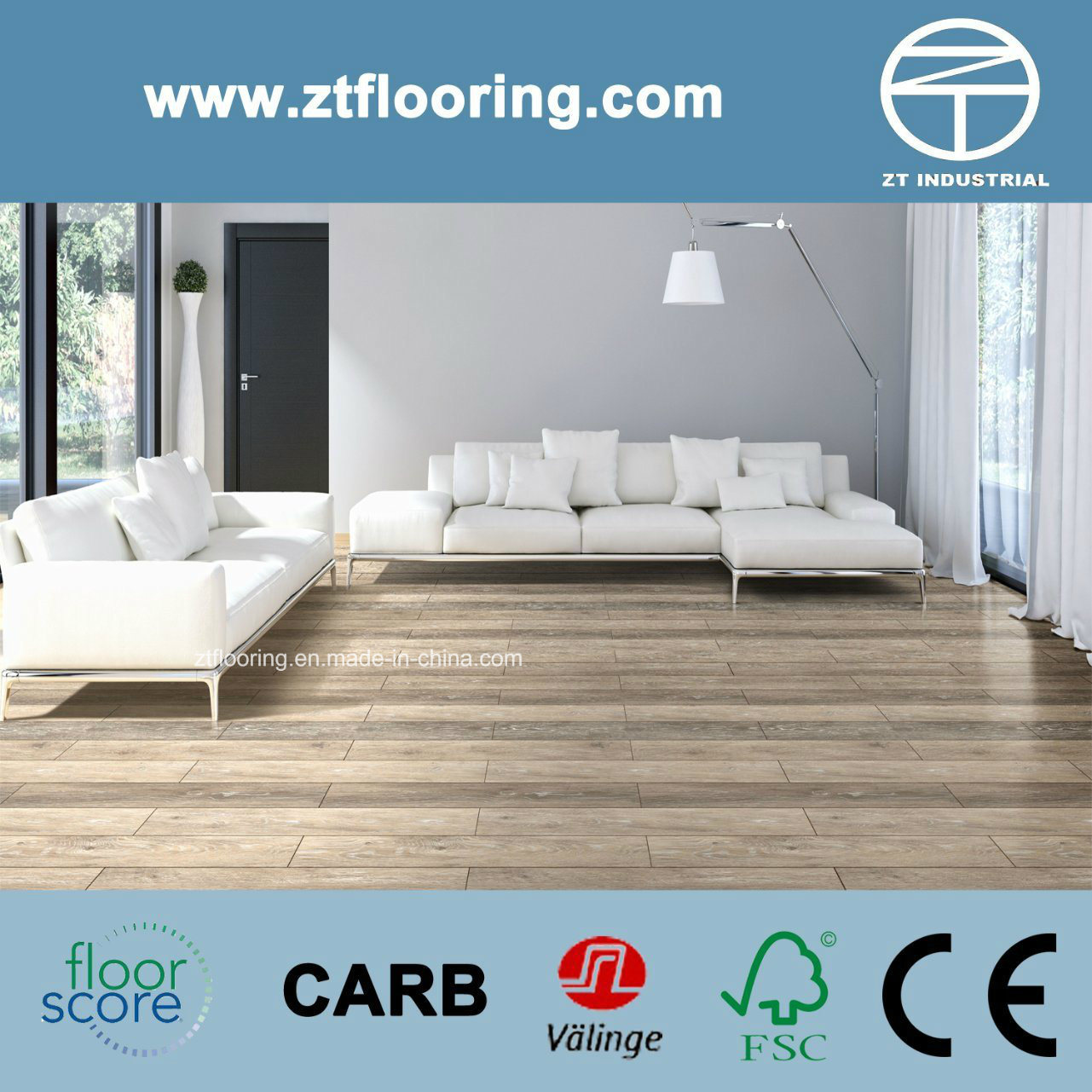 Wood Plastic Composite (WPC) Flooring Brushed Oak Warm Grey