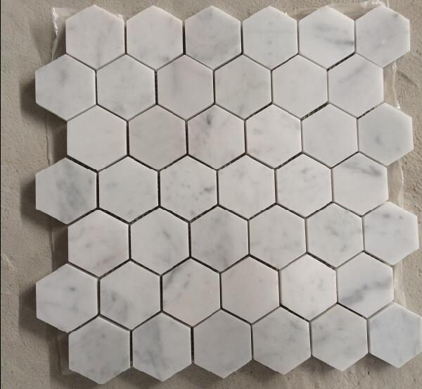 China Factory Bianco Carrara White Marble Mosaic Tiles for Flooring and Wall