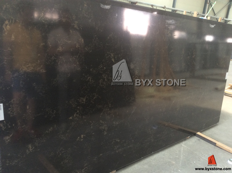 Portoro Black Artificial Quartz Slab for Kitchen Countertop