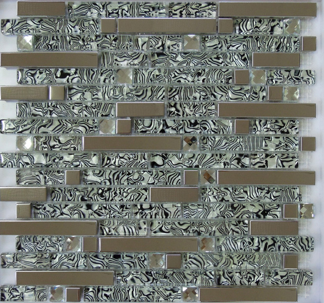 Glass Mix Metal Mosaic Tile (SM255)