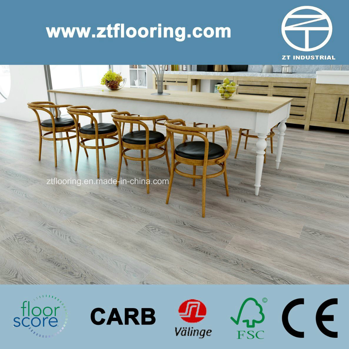 6.5mm WPC Click Flooring Brushed Classical Cream Oak