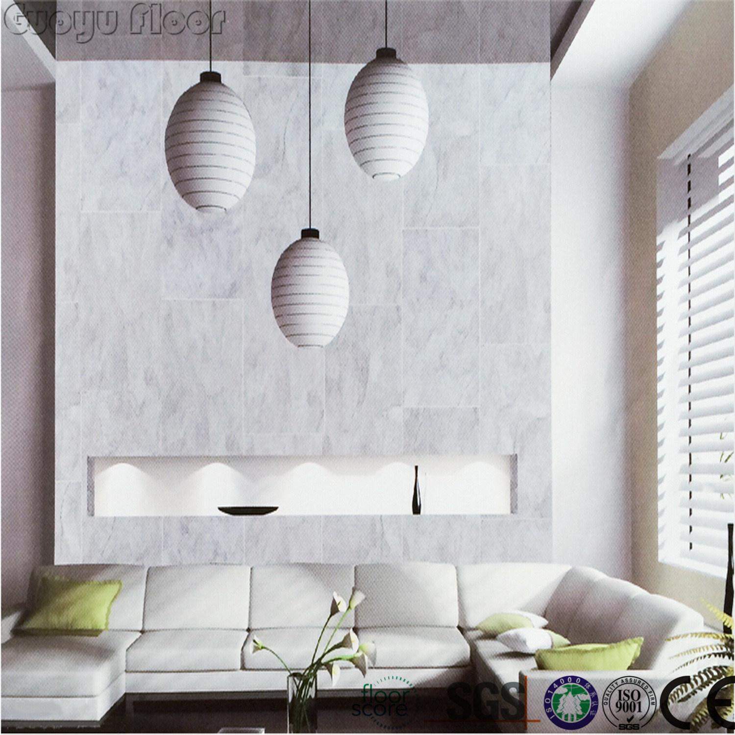 Click System PVC Flooring Tile Marble