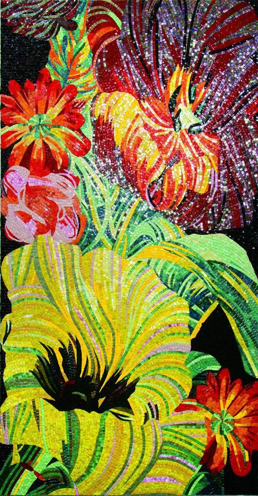 Flower Painting Glass Mosaic Picture for Wall (JRJP164)