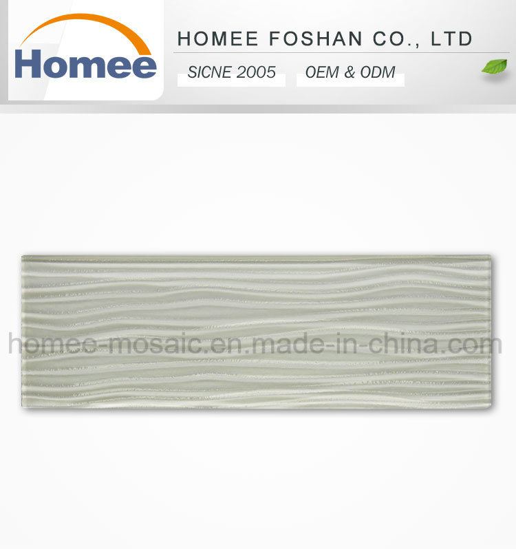 Pure Grey Kitchen Backsplash Wall Wavy Glass Mosaic Tiles