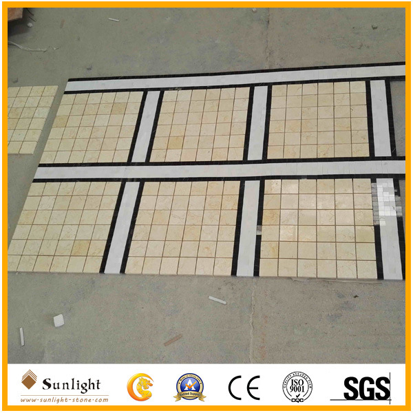 Yellow/White/Black Flooring Tiles Marble Mosaic