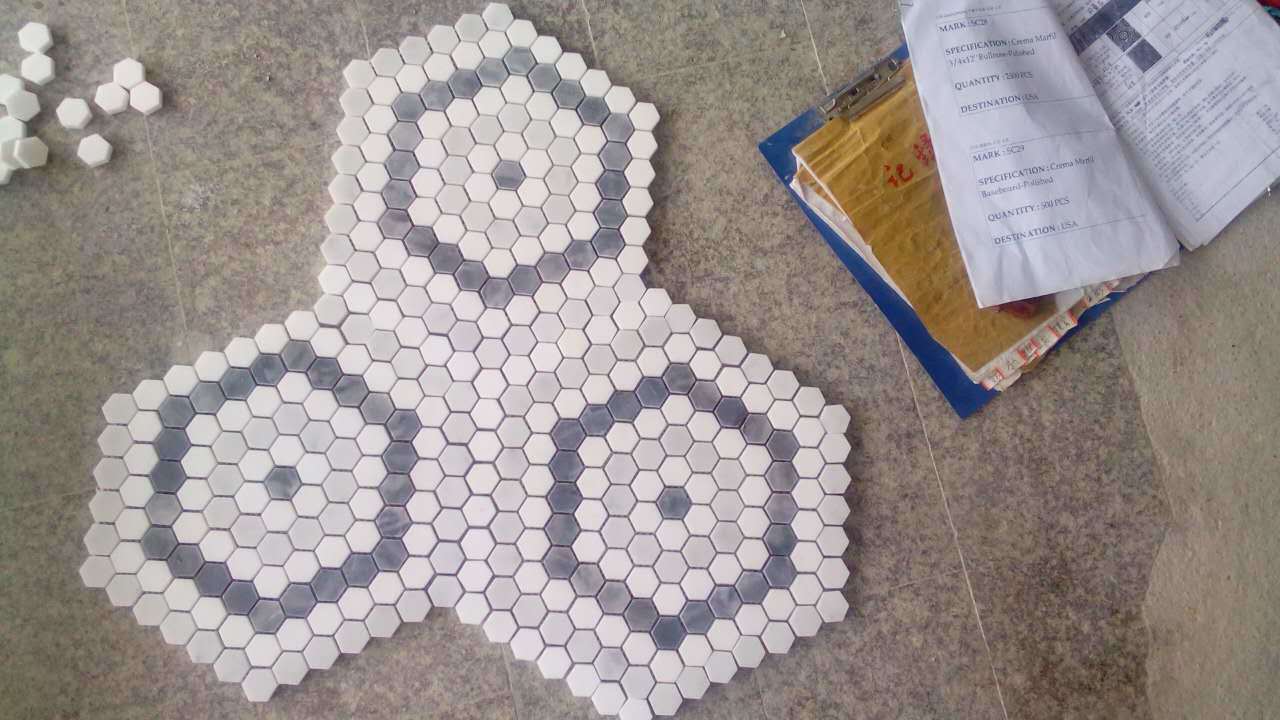 25mm Hexagon Marble Mosaic Pattern