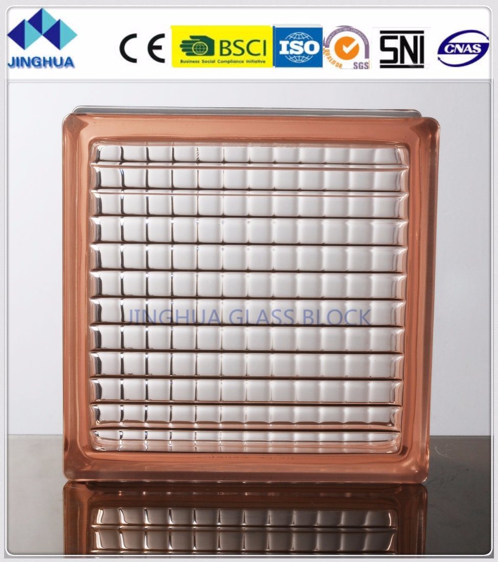 Jinghua Parallel Pink Color 190X190X80mm Glass Brick/Block