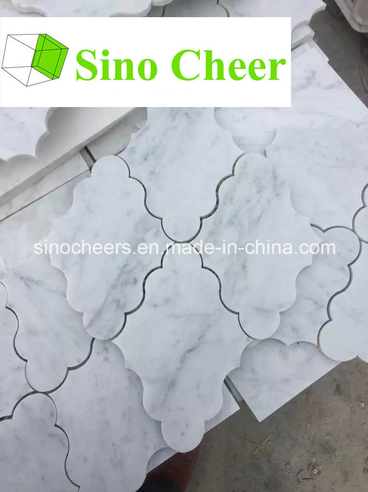 Carrara White Marble Mosaic, White Marble Stone Mosaic with Back Mesh