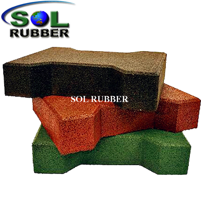 CE Certificated Solid Color Outdoor Dog Bone Rubber Tile