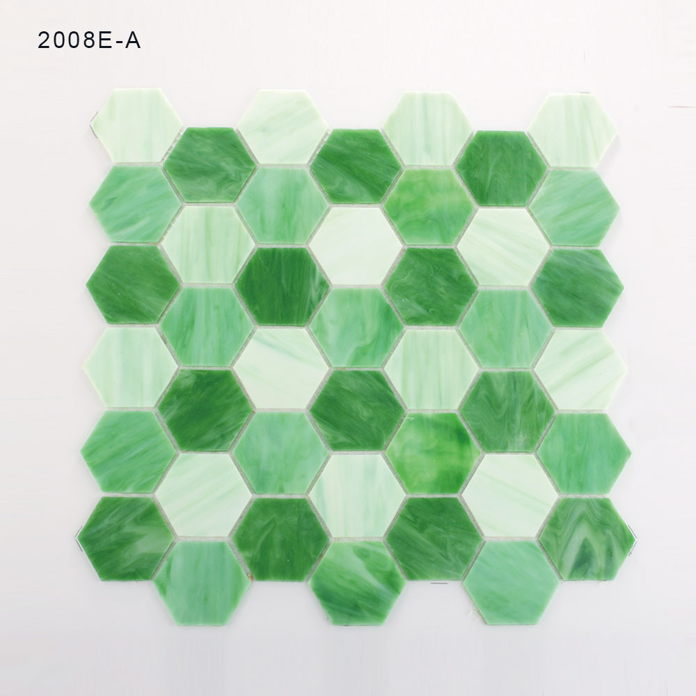 Color Never Fade Hexagon Patterns Glass Mosaic Tile for Backsplash