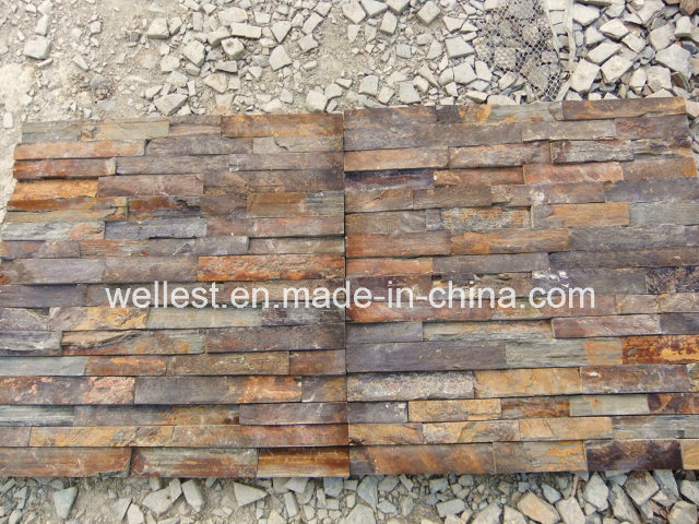 SL-015n Rusty Brown Slate Ledge Stacked Culture Stone