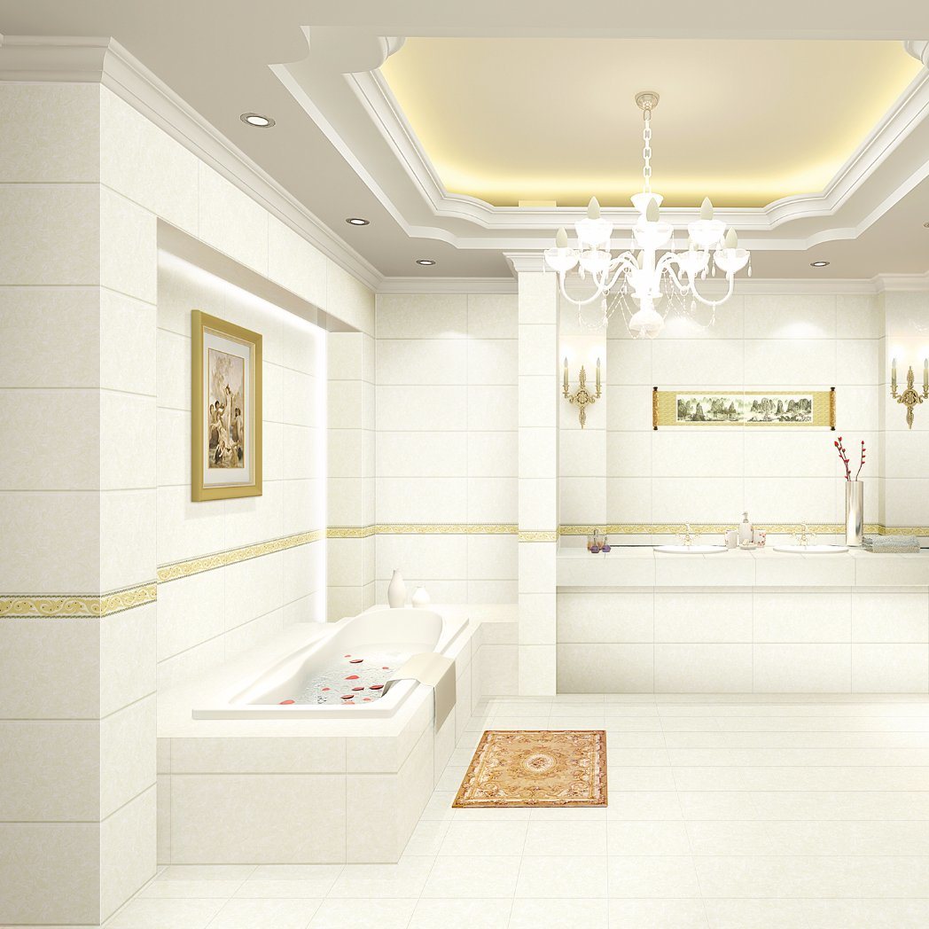 Building Material Glossy Surface Marble Look Bathroom Wall Ceramic Tile