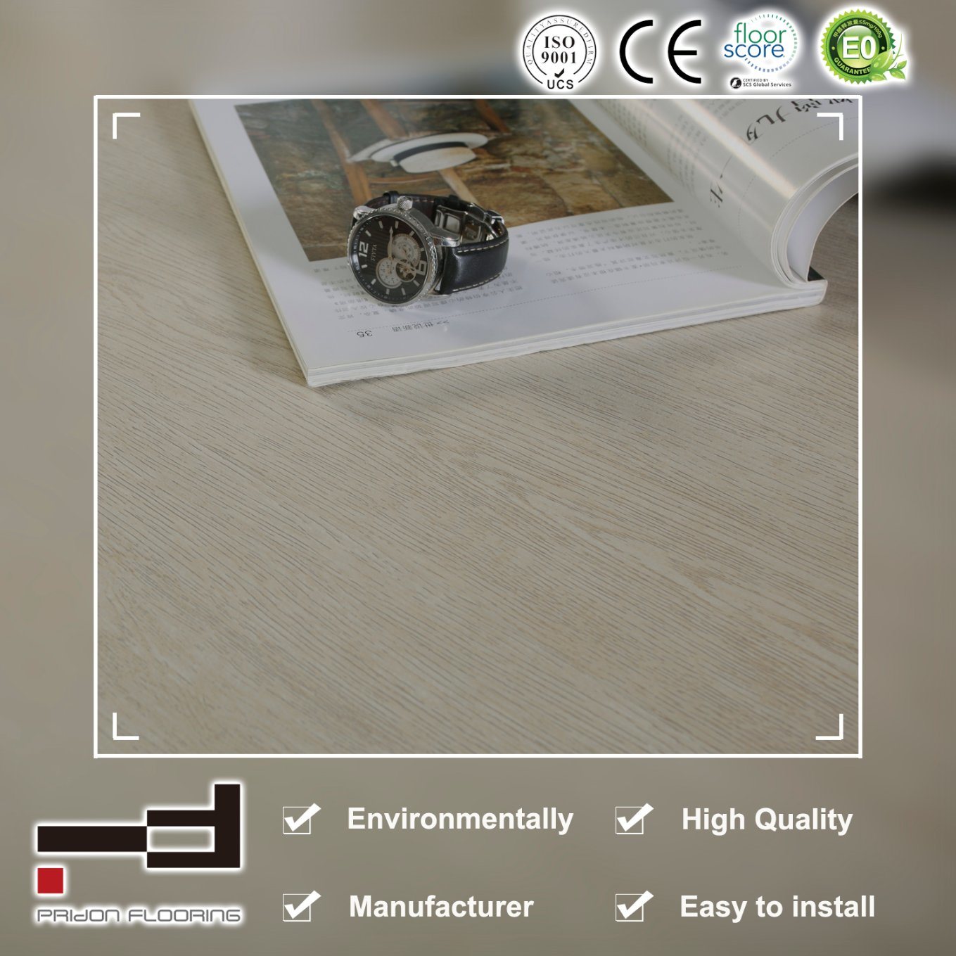 8mm CE Light Grey Embossment Surface Laminate Flooring