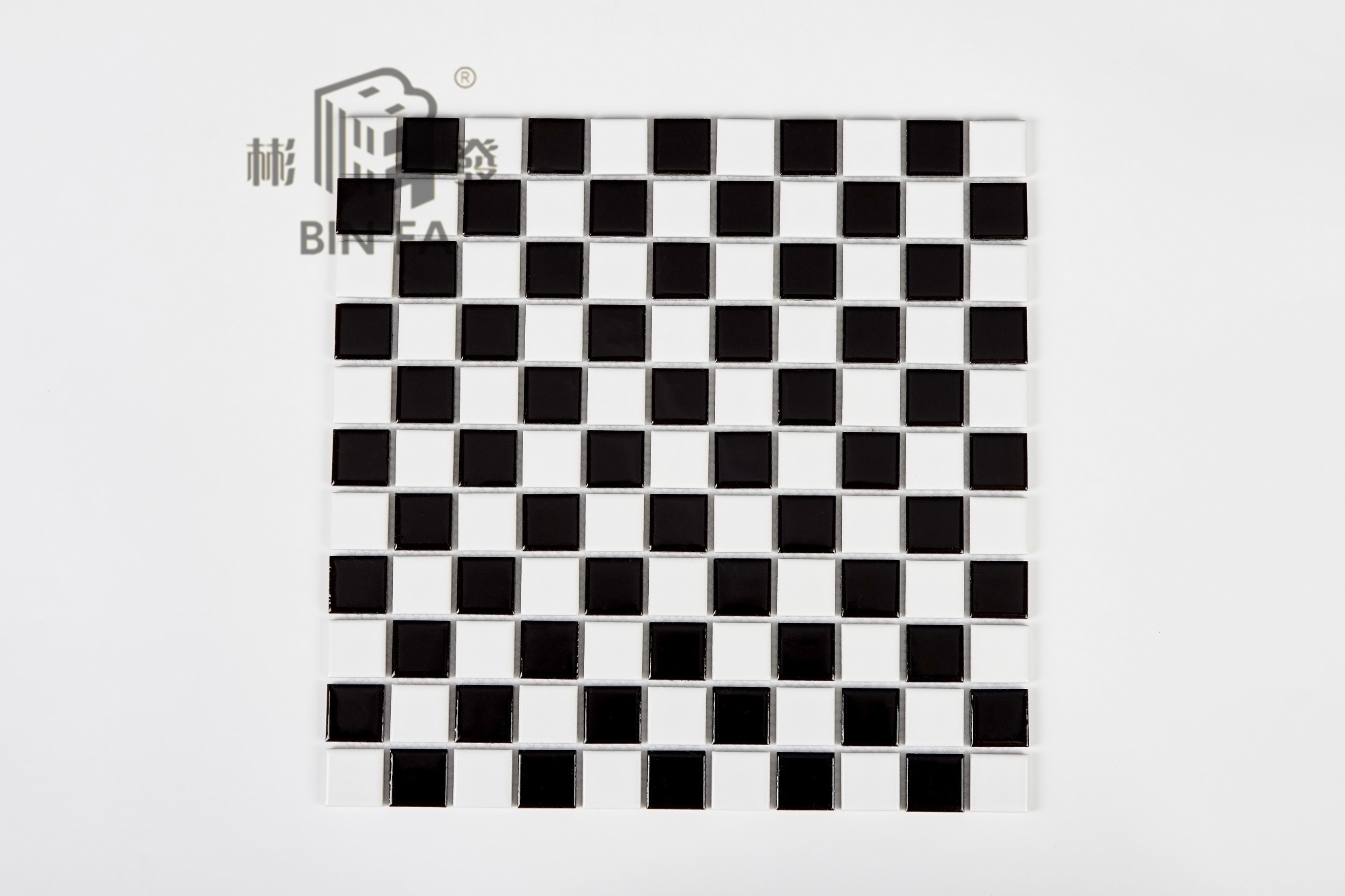 23*23mm Black and White Ceramic Mosaic Tile