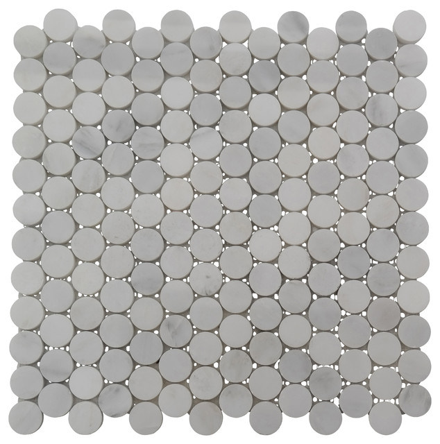 20mm Bianco Carrara White Marble / Stone Mosaic for Wall, Floor, Bathroom, Kitchen Penny Round Tile / Mosaic