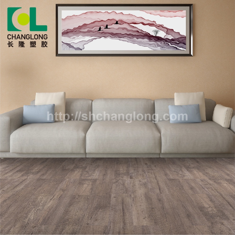 Residential and Commercial Applications Luxury Wood PVC Flooring, ISO9001 Changlong Clw-23