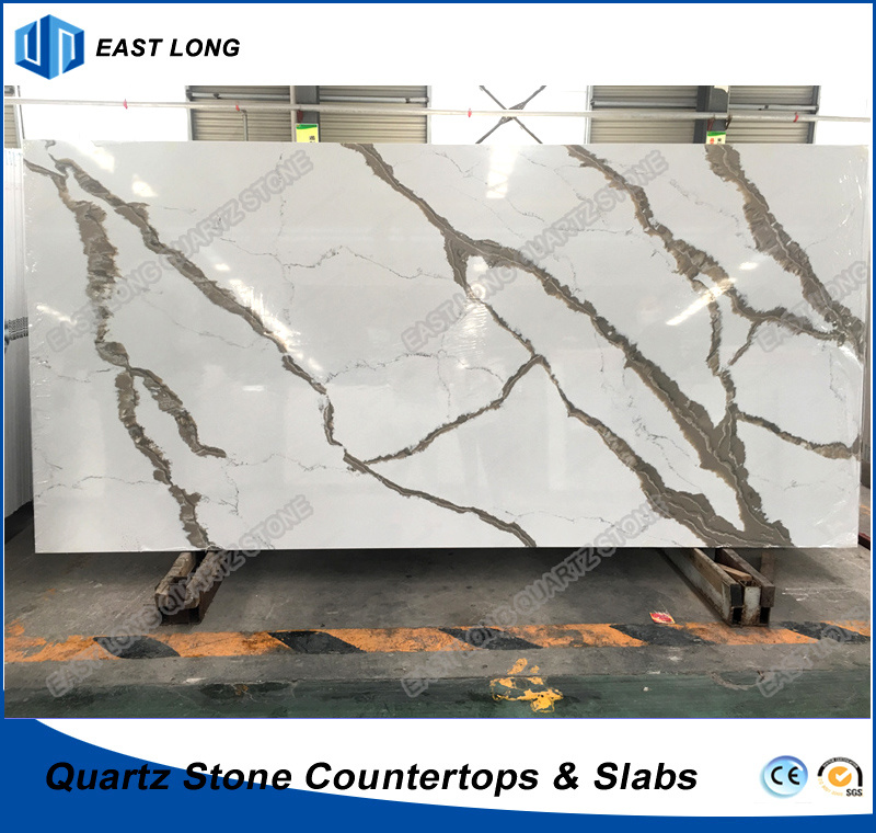 Quartz Slab Engineered Stone for Solid Surface/ Building Material with SGS Standards (Calacatta)