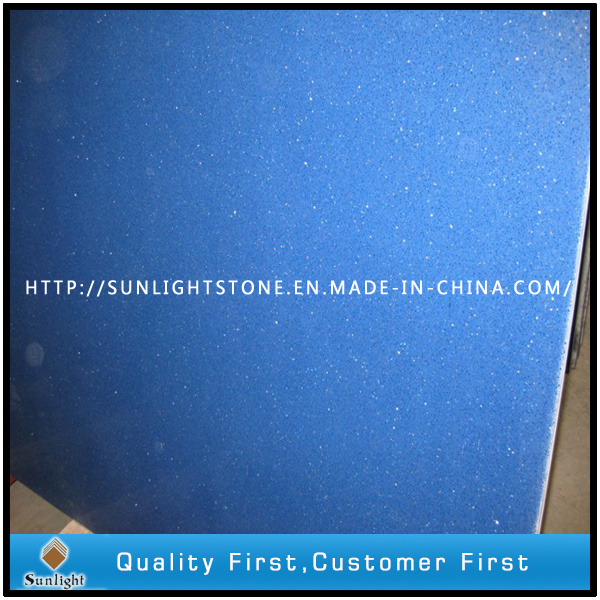 Blue Engineered Artificial Stone Quartz Countertop Tiles for Kitchen/Bathroom