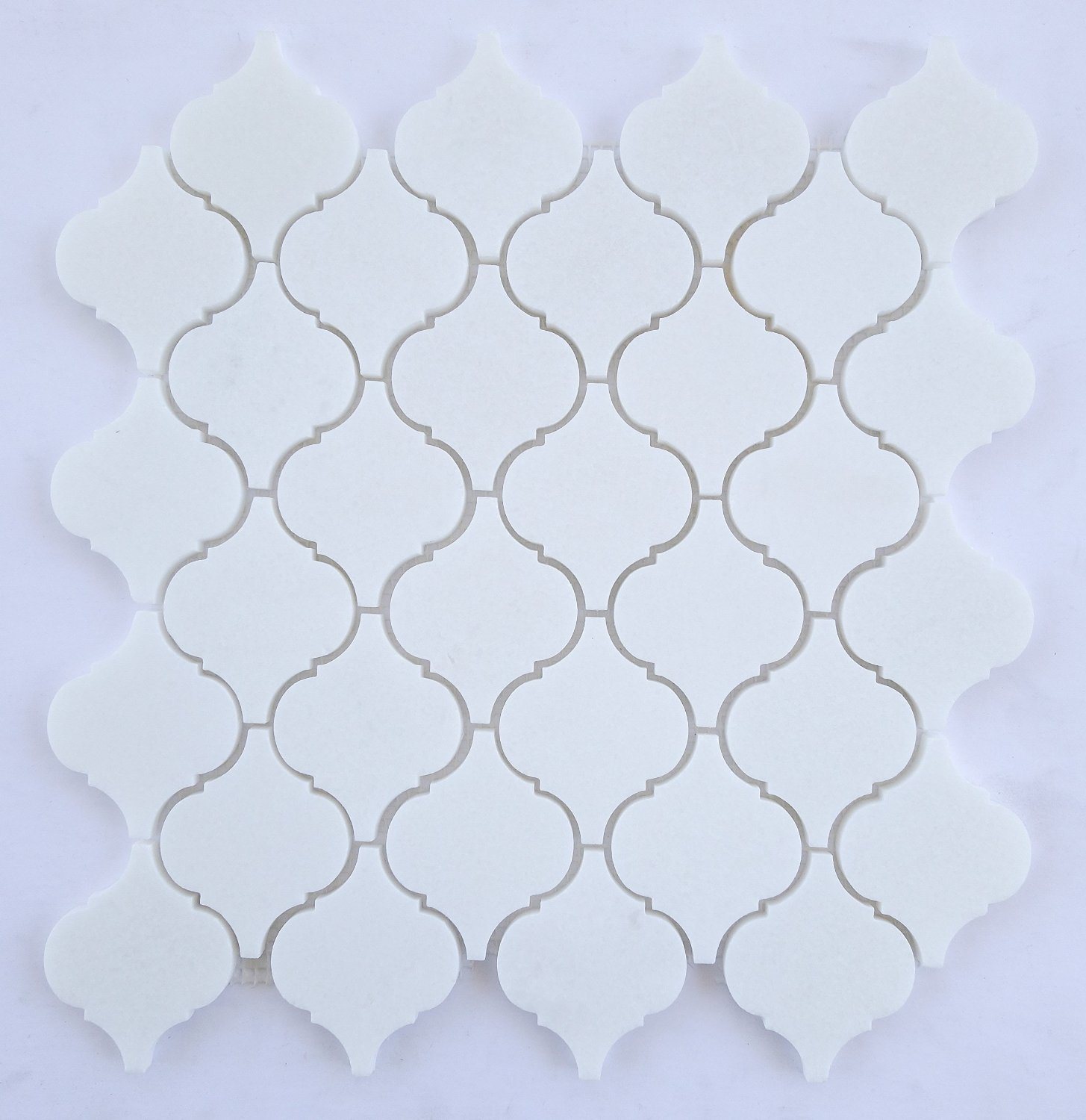 Thassos White Greek Marble Polished Lantern Arabesque Mosaic Tile