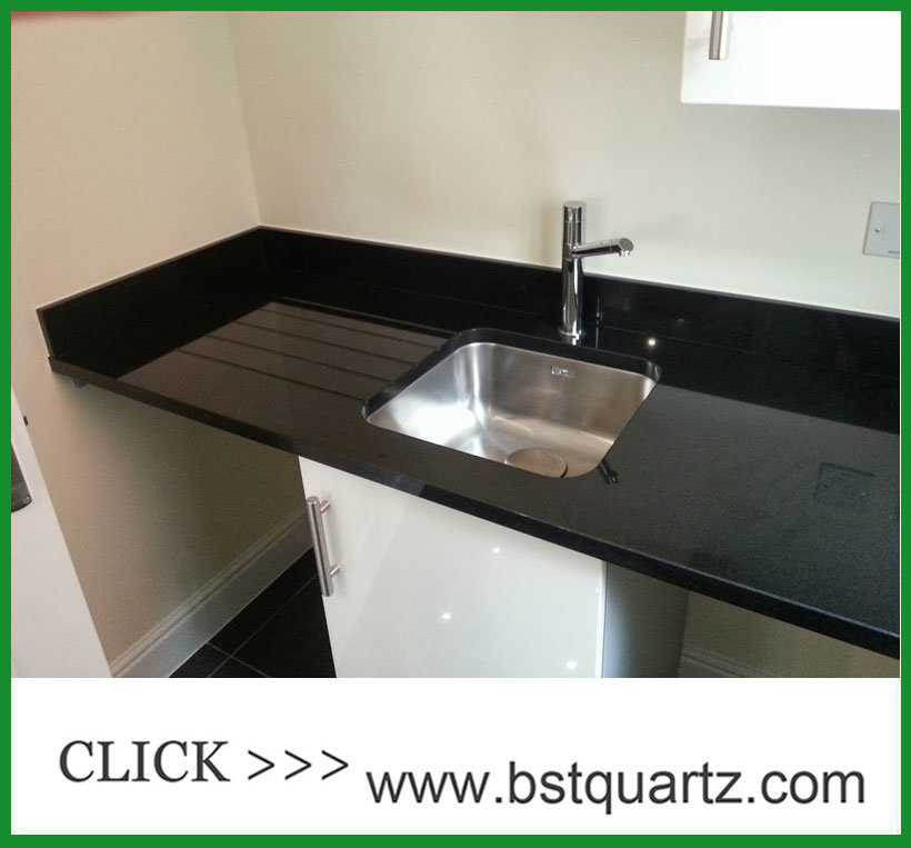 Ultimate Black Artificial Quartz Stone Worktop