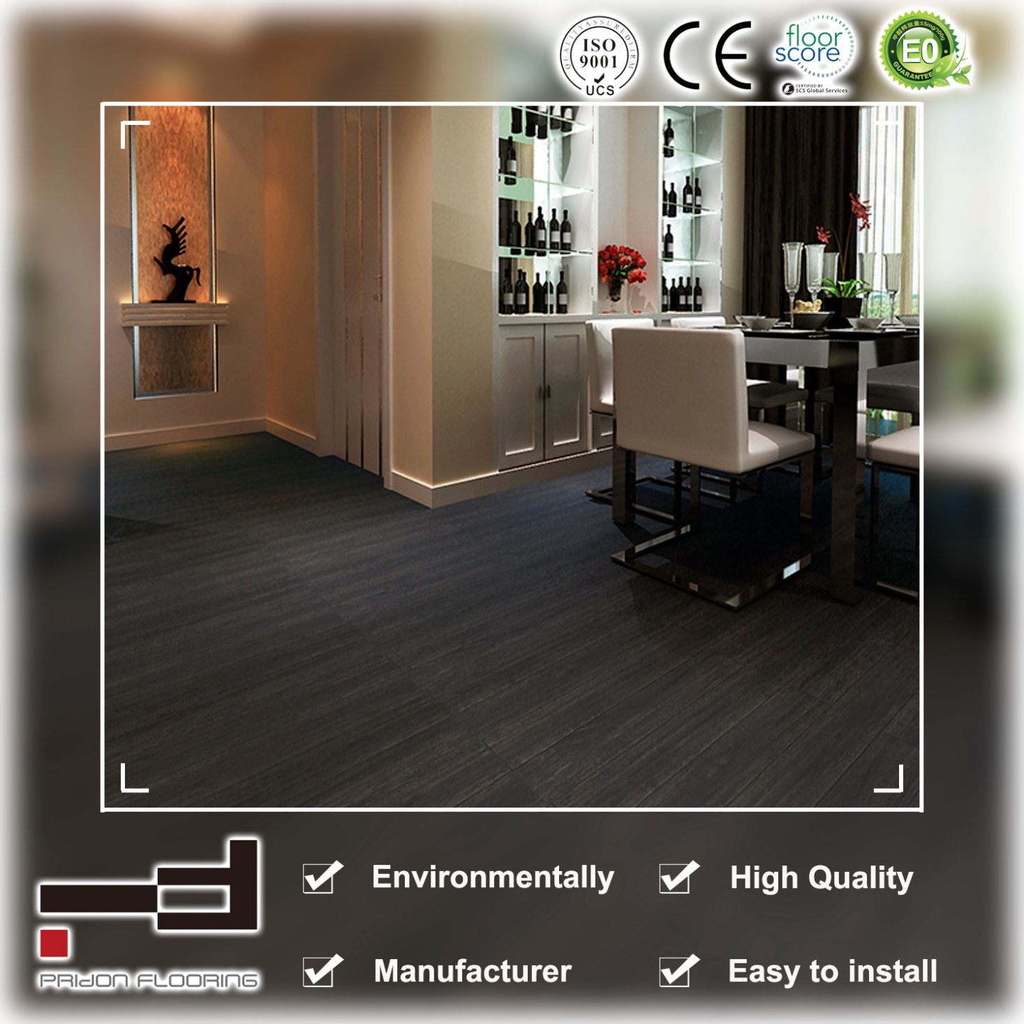 12mm Dark Grey Oak Eir Sparking Embossment Laminate Flooring