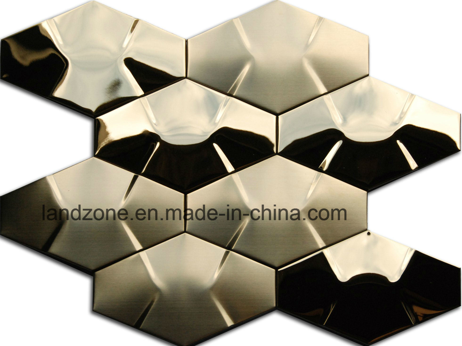 Irregular Rose Golden Brick Metal Mosaic Tile for Art Design