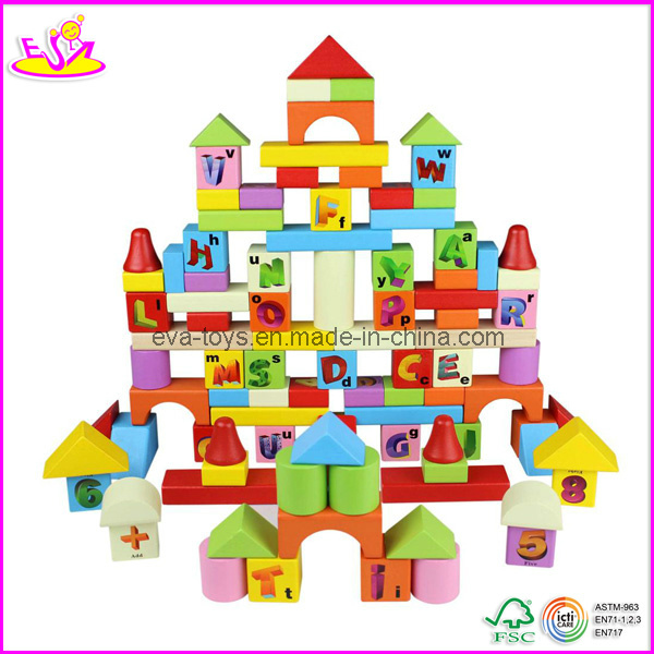 100 PCS Wooden Building Blocks, Pass En71, ASTM (W13B007)