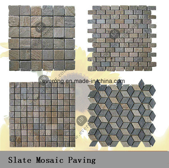 Natural Stone Marble Slate Art Mosaic for Bathroom / Kitchen Floor Tile