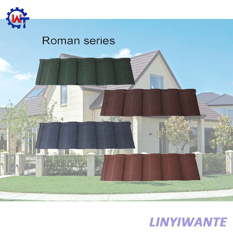 Mediterrean Style Durable Roman Stone Coated Metal Roof Tile