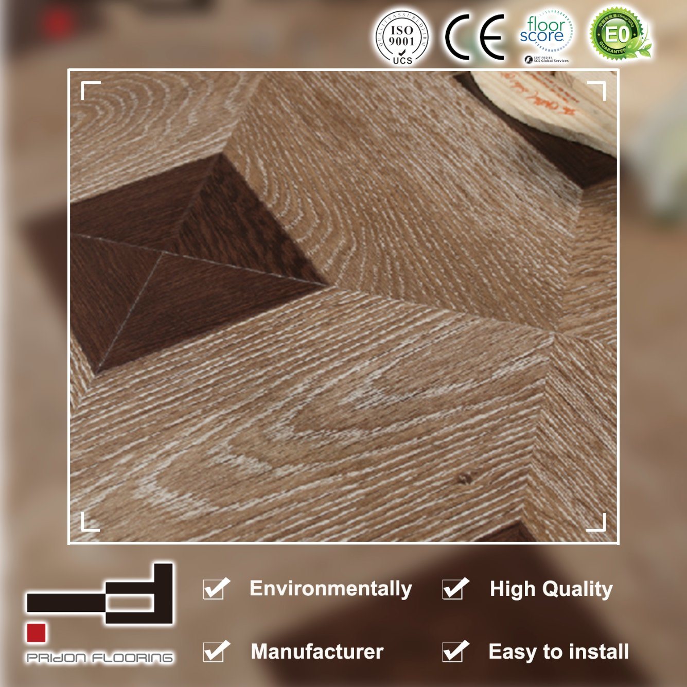 12mm German Technology Ce Art Paste-up Parquet Laminate Laminated Flooring