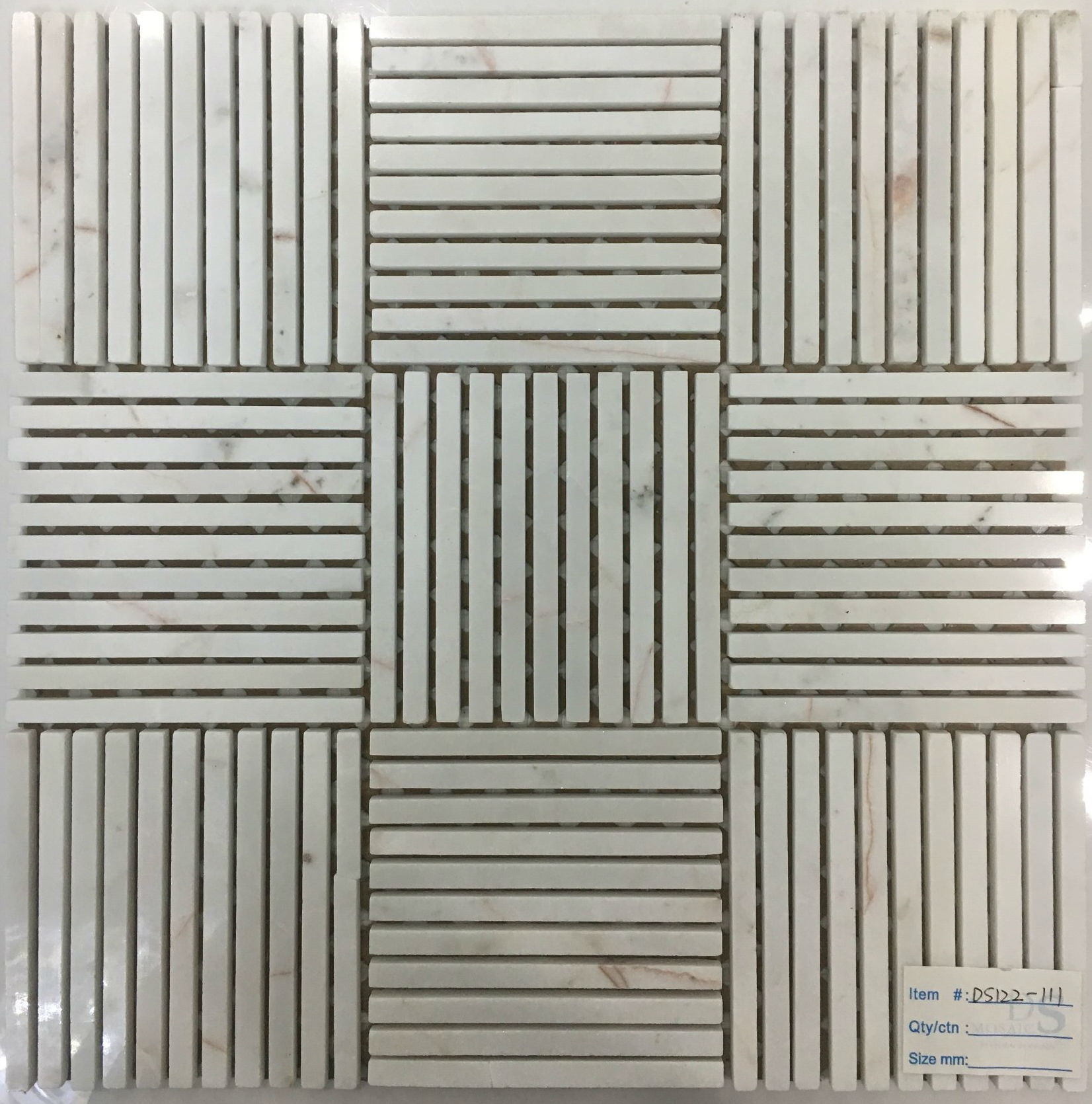 New White or Black Thin Stipe Marble Mosaic Tile