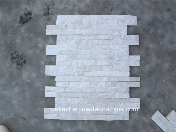 Ql-310fz Shinning White Quartzite Cultrue Ledge Stone Background Wall Tile