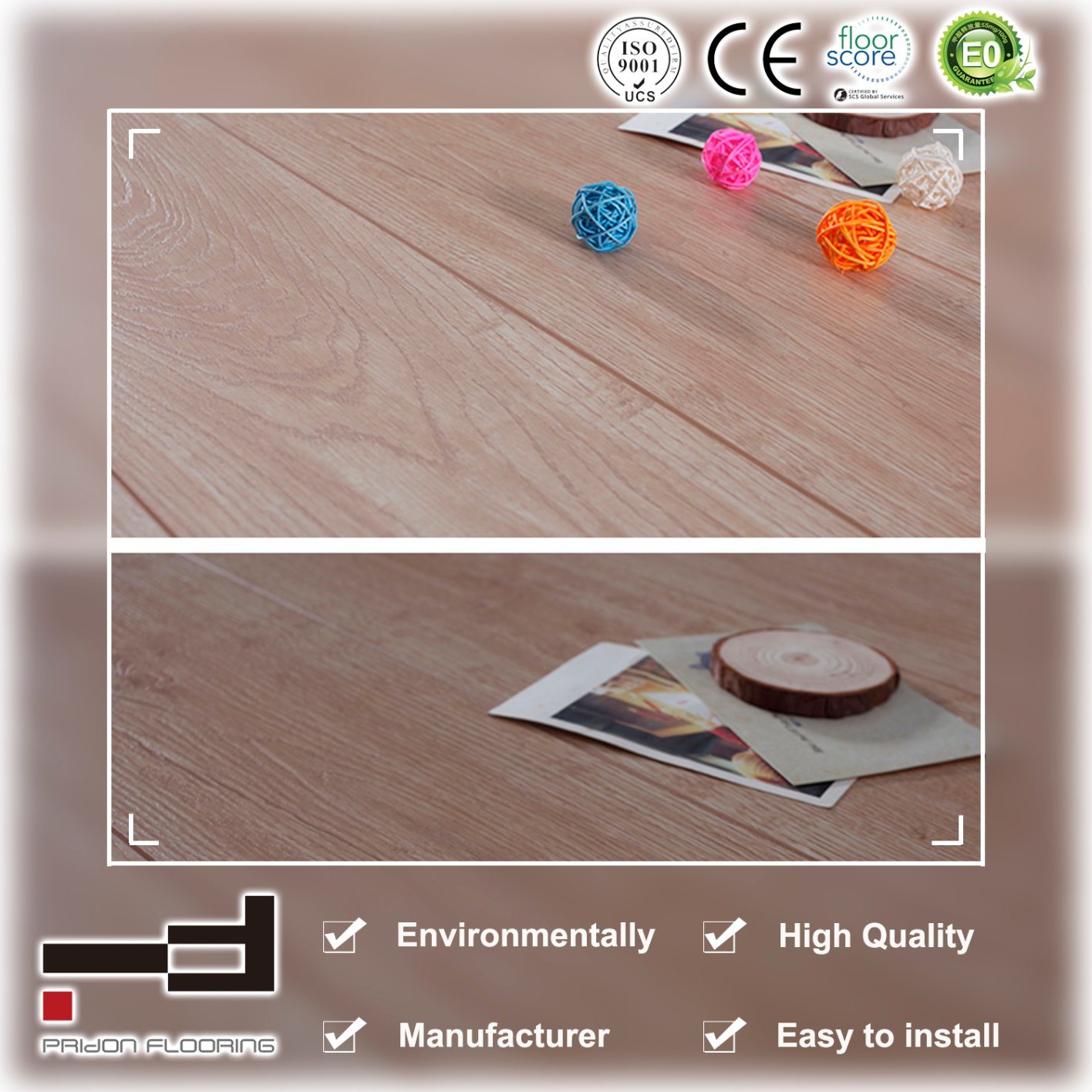 12mm Oak Gold Eir Sparking Wax V-Bevelled European Style Water Proof Laminate Floor