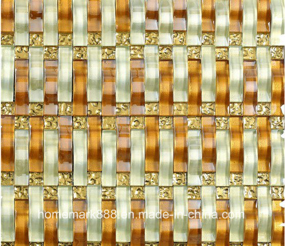 Wholesale Cheap Hand-Painted Golden Crystal Glass Mosaic Tile