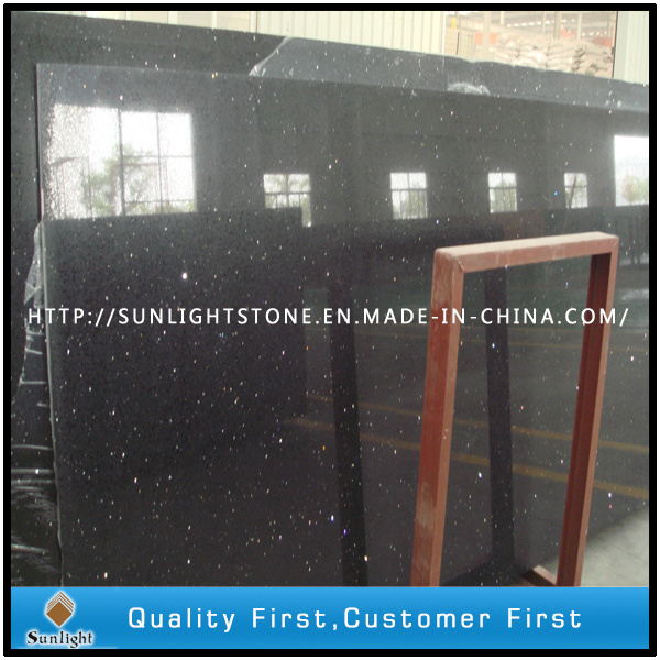 Black Mirror/Sparkles Artificial Quartz for Tile Slab Countertop