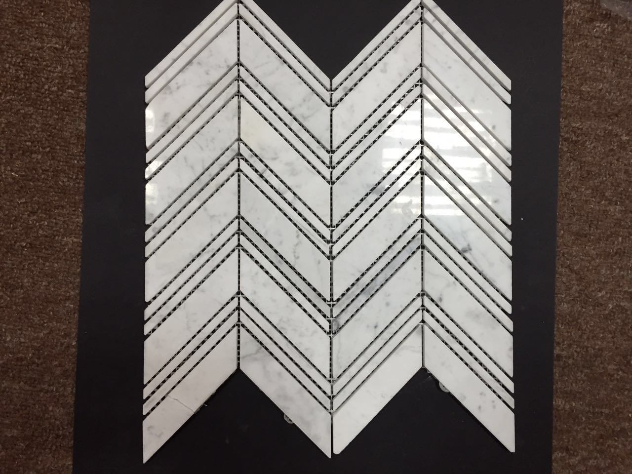 Carrara White Marble Large Chevron Mixed Small Chevron Design Flooring Tile