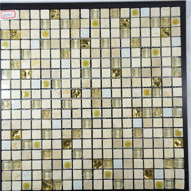 Hot Sale Yellow Color Marble Mixed Glass Mosaic for Bathroom Wall