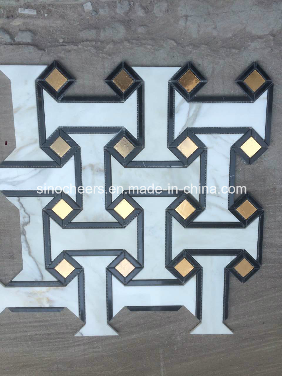 White Waterjet Marble Mosaics Tile