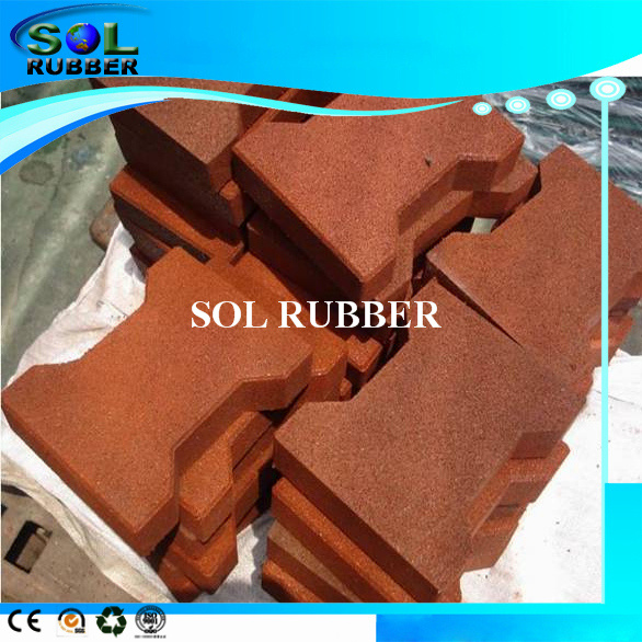 High Duty Orange Red Color Interlock Rubber Tiles