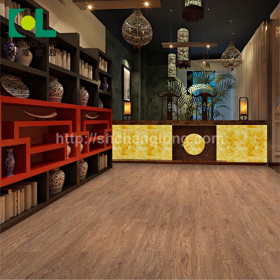 Best-Selling Wood Design Series PVC Vinyl Flooring, ISO9001 Changlong Clw-12