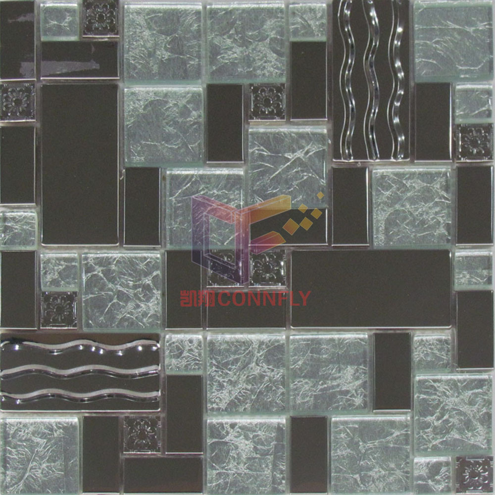 Sliver Leaf with Stainless Steel Mosaic Tile (CFM911)