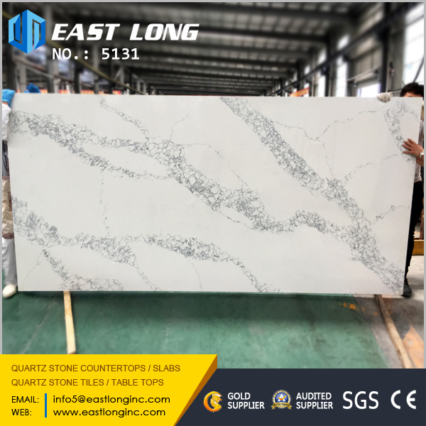 Polished Marble Vein Kitchen Countertops with Artificial Quartz Stone