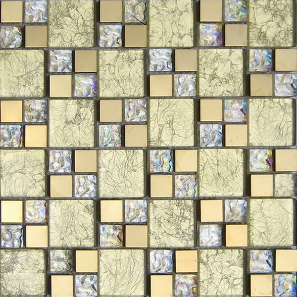 Building Material Gold Foil Glass Mosaic (VMW3204, 300X300mm)